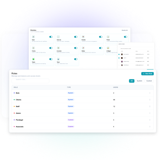 CaseActive role permissions and access controls